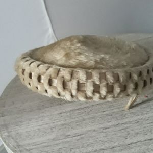 Vintage Cream Furry Hat